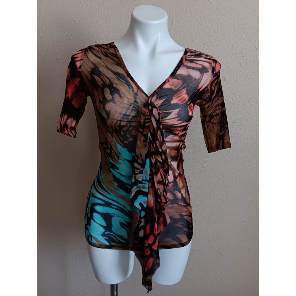 Karen Kane Sheer Ruffle Blouse